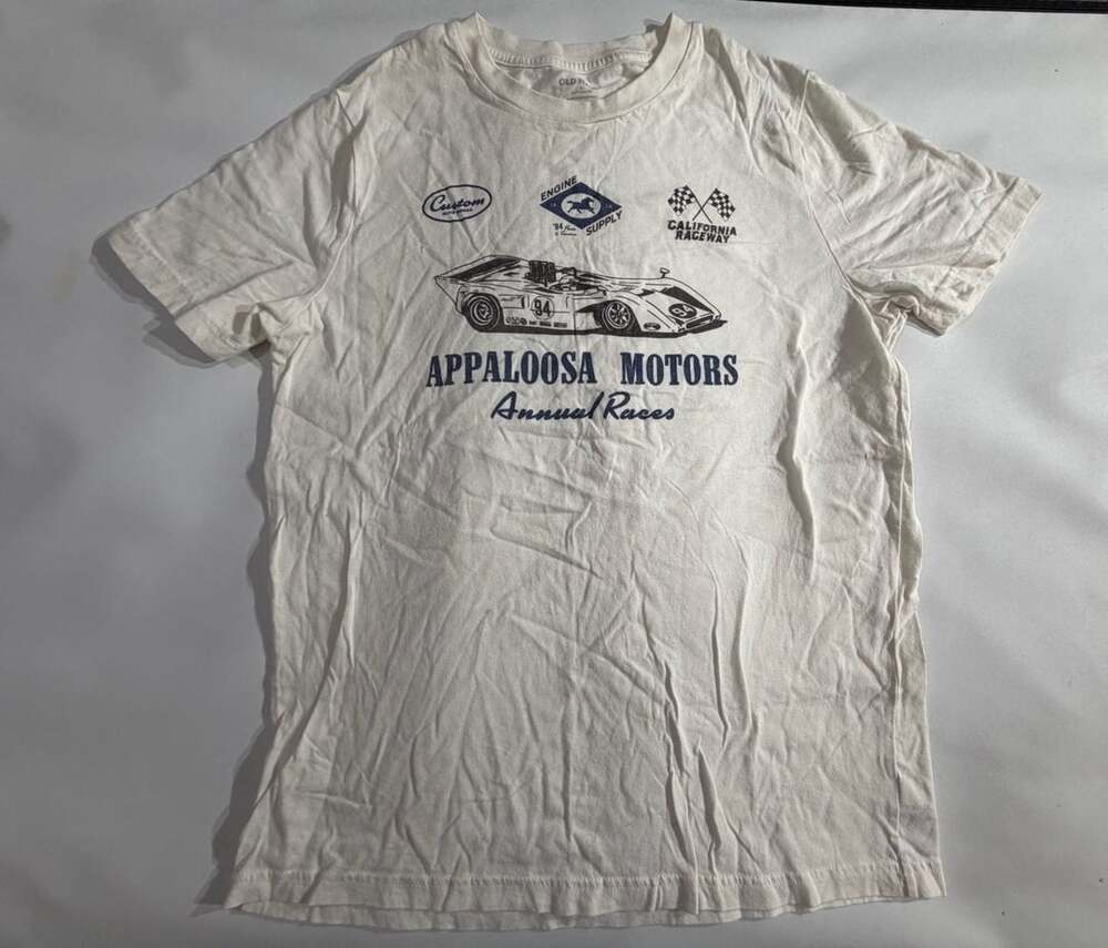 Old Navy Appaloosa Motors Graphic T-Shirt Womens Small Off White